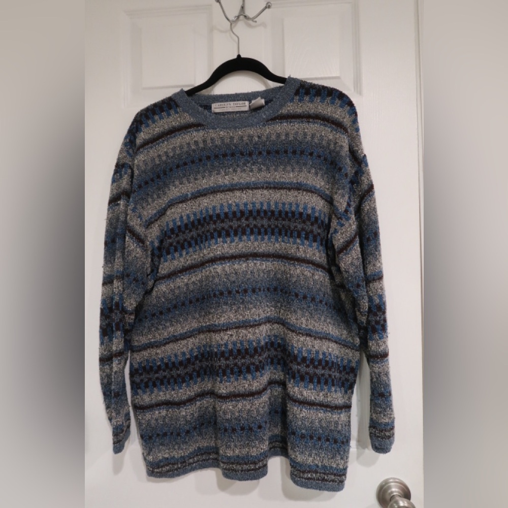 Carolyn Taylor Men's Crewneck Sweater - Blue and Gray